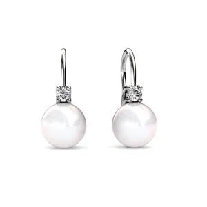 Luxus Swarovski Schmuck Cassie 18 Karat Weißgold plattierte Perlen Ohrringe mit Swarovski Kristallen