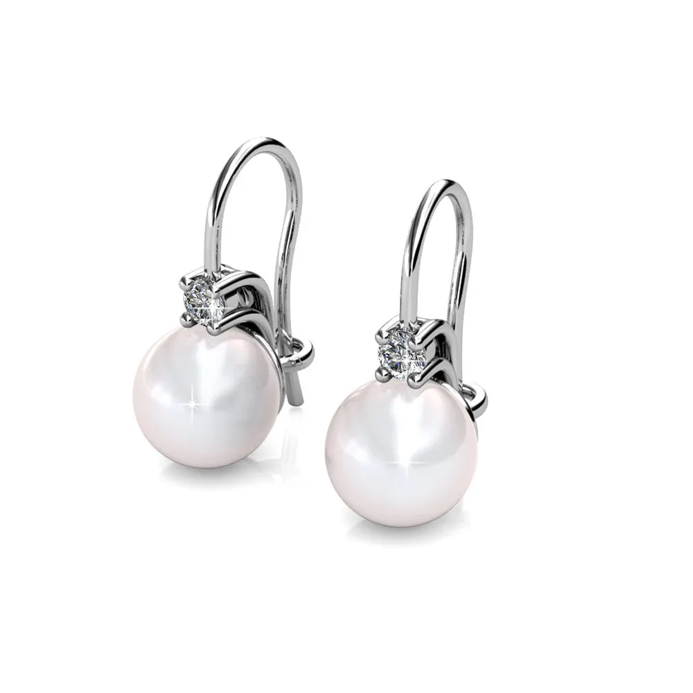 Luxus Swarovski Schmuck Cassie 18 Karat Weißgold plattierte Perlen Ohrringe mit Swarovski Kristallen