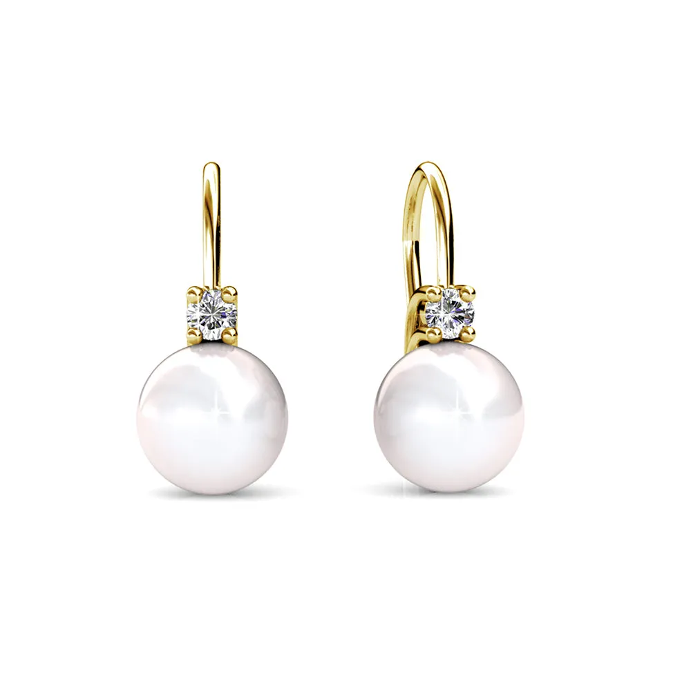 Luxus Swarovski Schmuck Cassie 18 Karat Weißgold plattierte Perlen Ohrringe mit Swarovski Kristallen