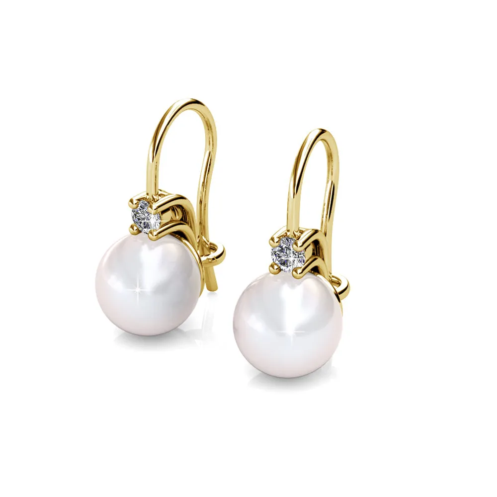 Luxus Swarovski Schmuck Cassie 18 Karat Weißgold plattierte Perlen Ohrringe mit Swarovski Kristallen