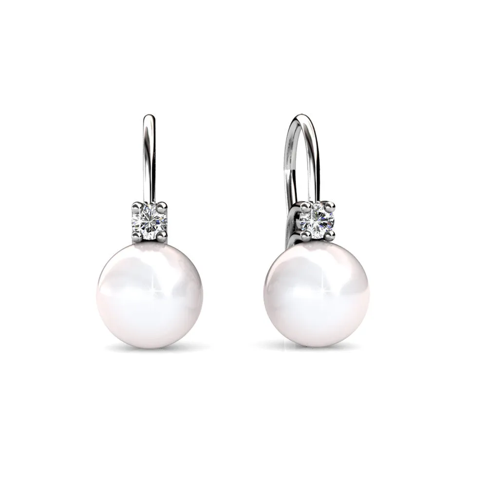 Luxus Swarovski Schmuck Cassie 18 Karat Weißgold plattierte Perlen Ohrringe mit Swarovski Kristallen