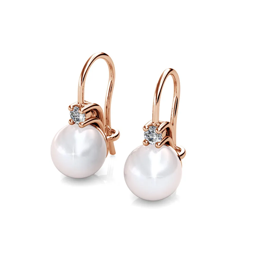 Luxus Swarovski Schmuck Cassie 18 Karat Weißgold plattierte Perlen Ohrringe mit Swarovski Kristallen