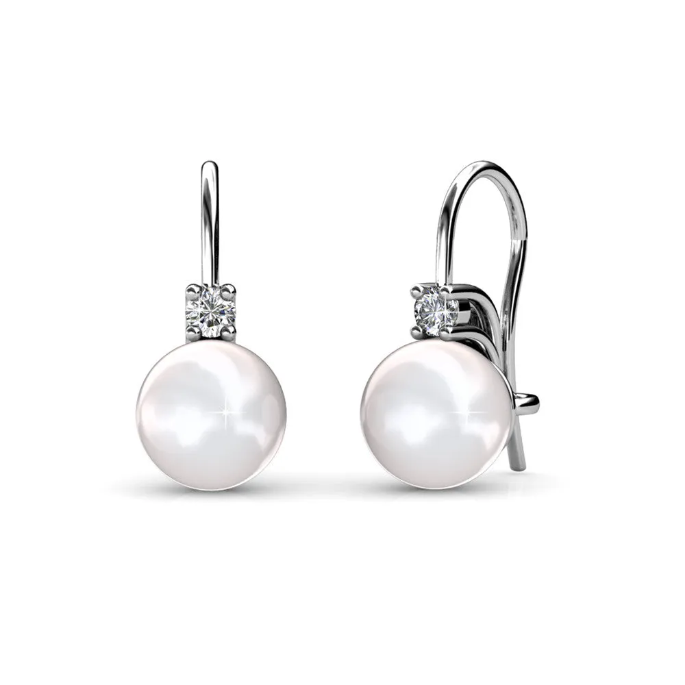 Luxus Swarovski Schmuck Cassie 18 Karat Weißgold plattierte Perlen Ohrringe mit Swarovski Kristallen
