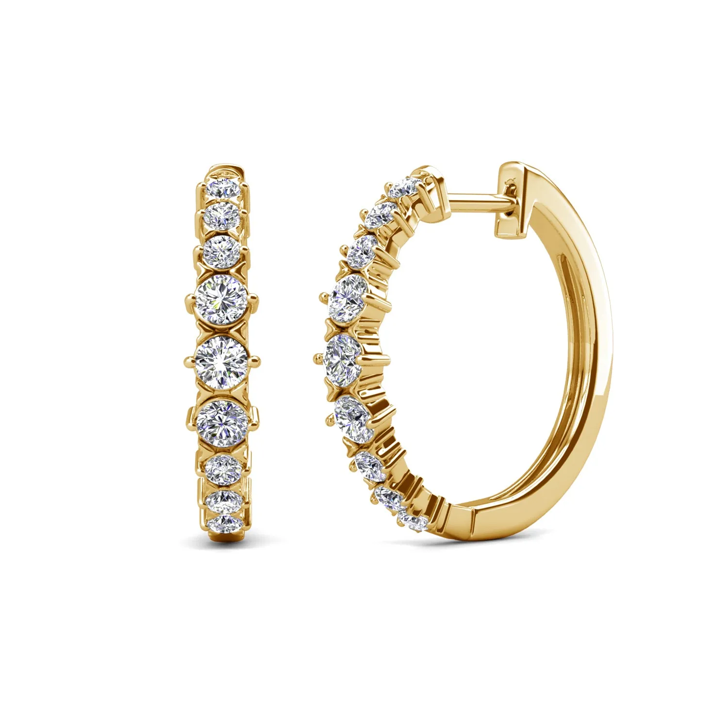 Luxus Swarovski Schmuck Claire 18 Karat Weißgold beschichtet 20 mm Creolen mit Swarovski Kristallen