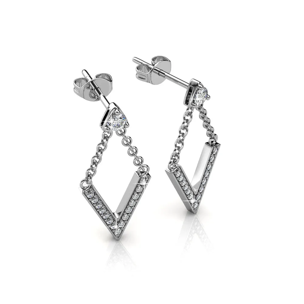 Luxus Swarovski Schmuck Francesca Ohrringe in 18 Karat Weißgold mit Swarovski Kristallen