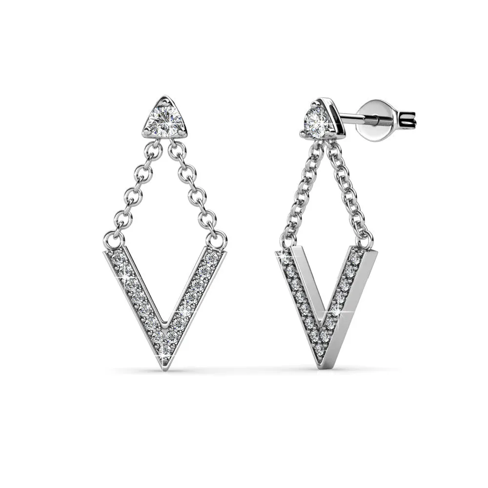 Luxus Swarovski Schmuck Francesca Ohrringe in 18 Karat Weißgold mit Swarovski Kristallen