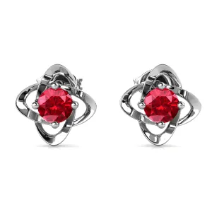 Luxus Swarovski-Schmuck Unendlichkeits-Ohrringe mit Juli-Geburtsstein Rubin 18k Weißgold beschichtetes Silber Geburtsstein-Ohrringe mit Swarovski-Kristall