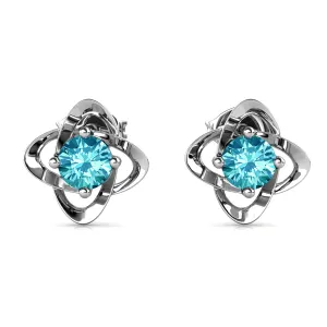 Luxus Swarovski Schmuck Unendlichkeits-März Geburtsstein Aquamarin Ohrringe 18k Weißgold beschichtetes Silber Geburtsstein Ohrringe mit Swarovski Kristall