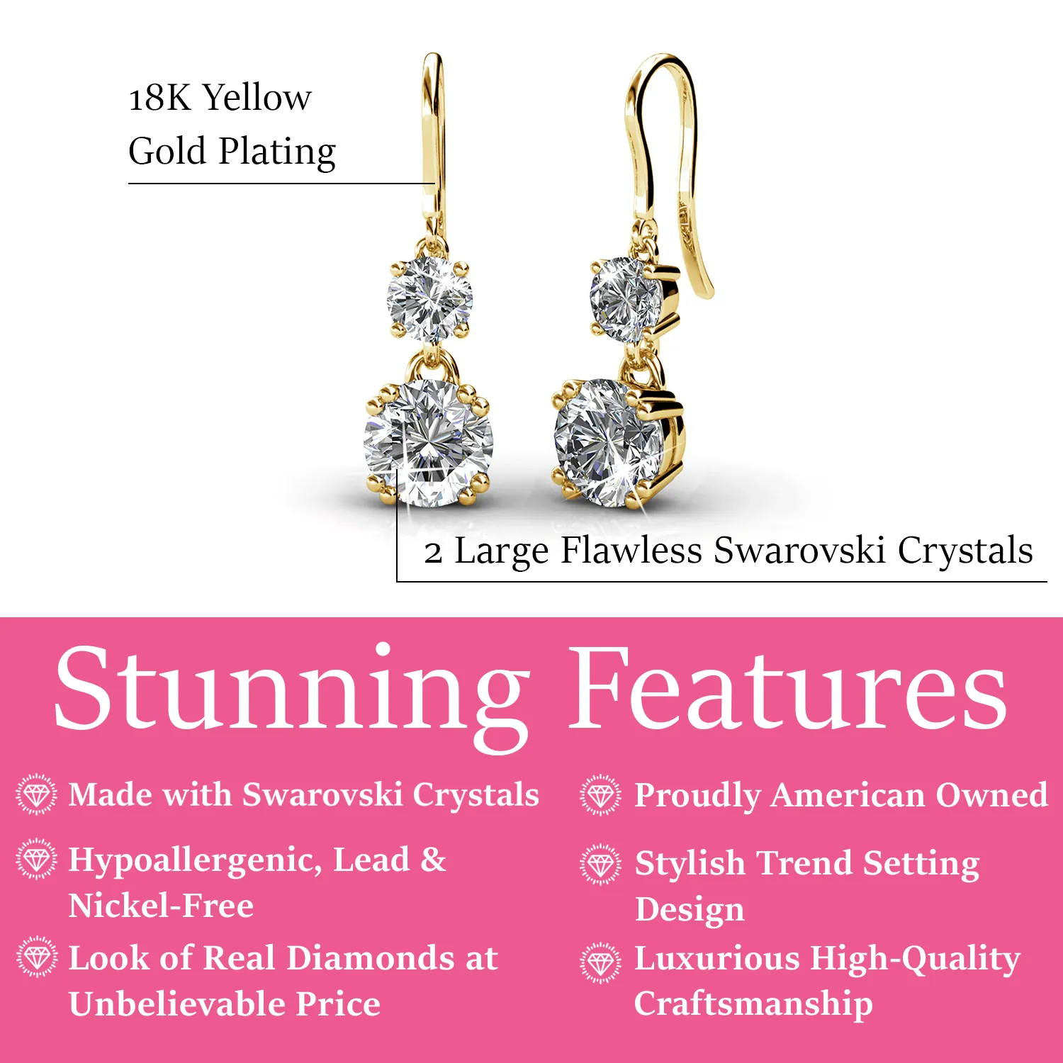 Luxuriöser Swarovski-Schmuck Kadence Ohrringe mit Swarovski-Kristallen in 18 Karat Weißgold beschichtet