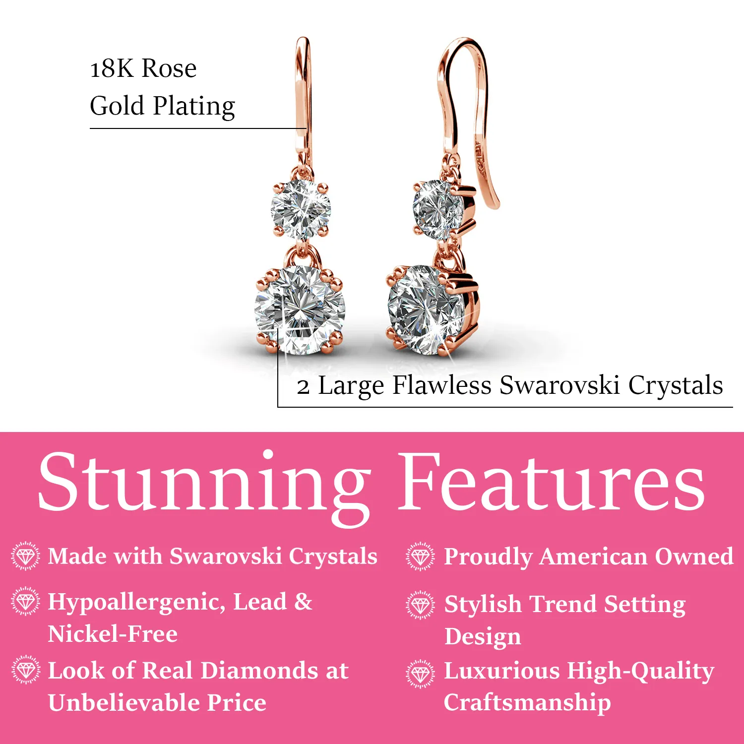 Luxuriöser Swarovski-Schmuck Kadence Ohrringe mit Swarovski-Kristallen in 18 Karat Weißgold beschichtet