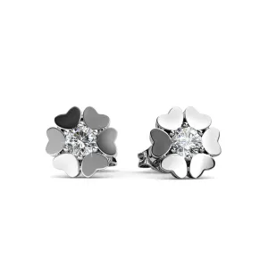 Luxe Swarovski Schmuck Khloe 18k Weißgold Herz Steckerohrringe mit runden Swarovski Kristallen