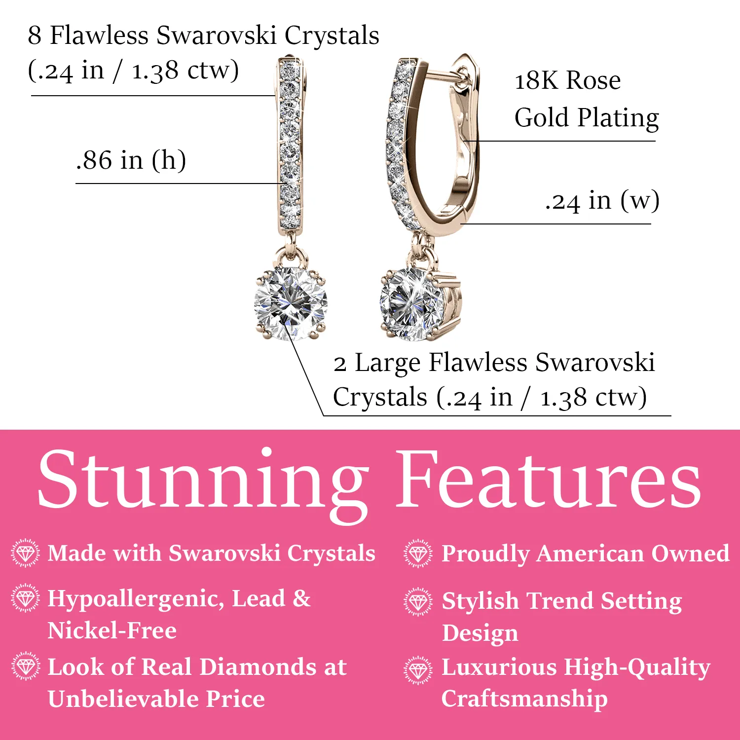 Luxus Swarovski Schmuck McKenzie Ohrringe aus 18 Karat Weißgold mit Swarovski Kristallen