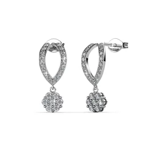 Luxus Swarovski Schmuck Megan Ohrstecker mit Anhänger aus 18 Karat Weißgold und Diamanten mit Swarovski Kristallen