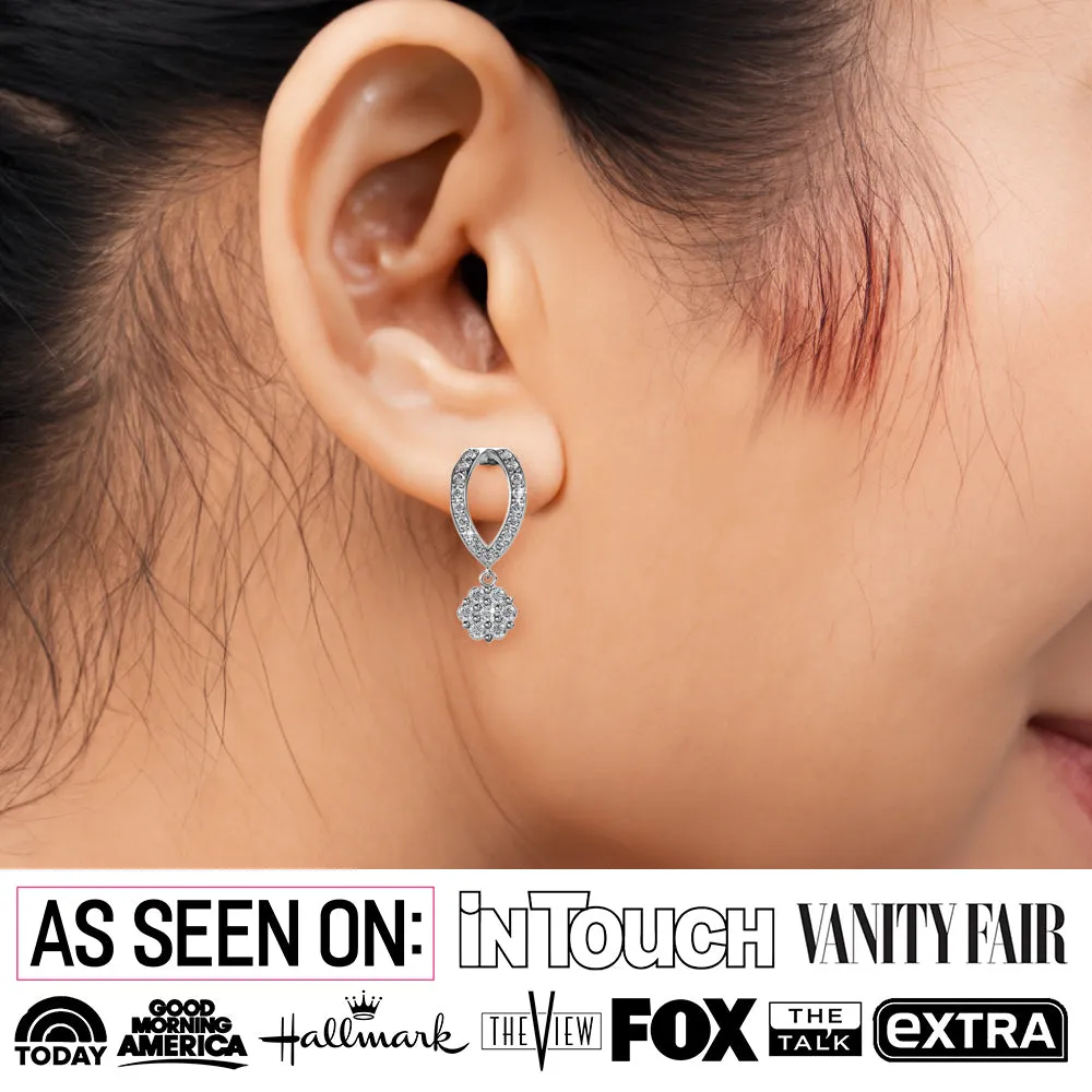 Luxus Swarovski Schmuck Megan Ohrstecker mit Anhänger aus 18 Karat Weißgold und Diamanten mit Swarovski Kristallen