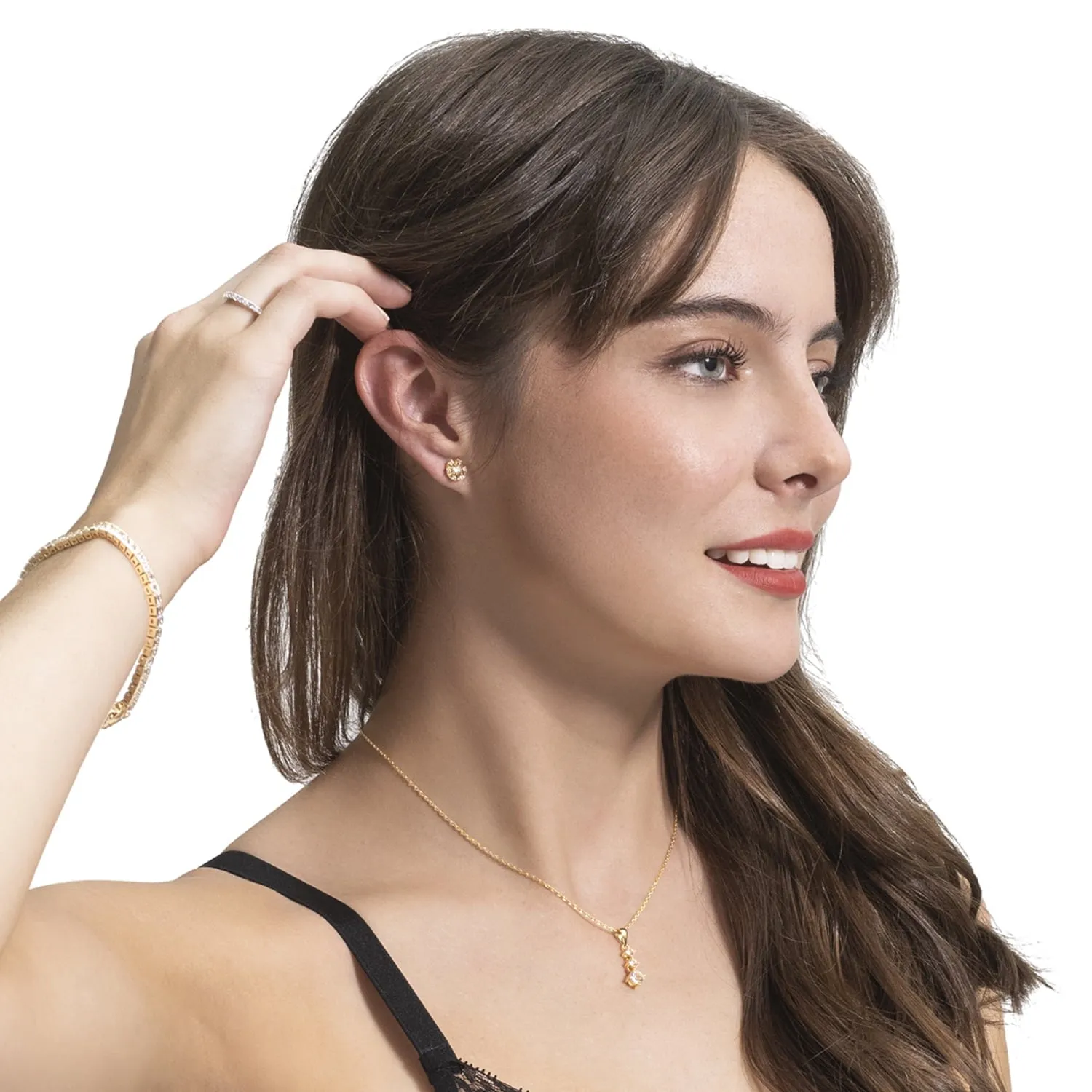 Luxuriöse Swarovski-Schmuck Millie Stecker mit Swarovski-Kristallen in 18 Karat Weißgold beschichtet