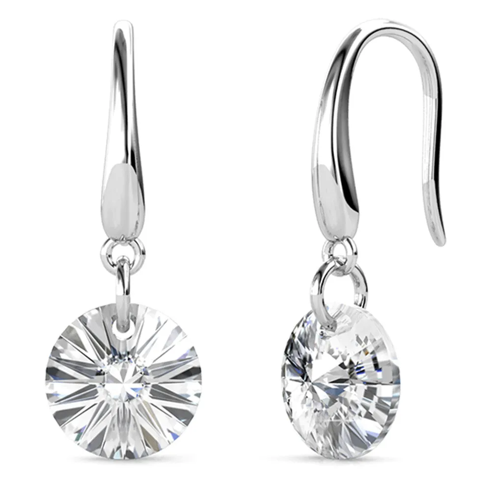 Luxe Swarovski-Schmuck Reese Ohrringe mit Solitär runde Swarovski-Kristalle in 18 Karat Weißgold - Endgültiger Verkauf