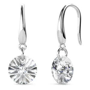 Luxe Swarovski-Schmuck Reese Ohrringe mit Solitär runde Swarovski-Kristalle in 18 Karat Weißgold - Endgültiger Verkauf
