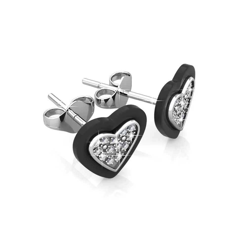 Luxus Swarovski Schmuck Rory 18 Karat Weißgold beschichtete Herz Halo Stecker Ohrringe mit Swarovski Kristallen