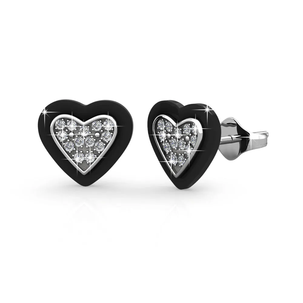 Luxus Swarovski Schmuck Rory 18 Karat Weißgold beschichtete Herz Halo Stecker Ohrringe mit Swarovski Kristallen