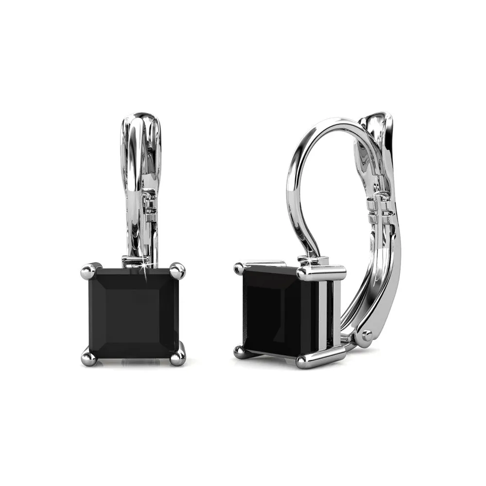 Luxus Swarovski Schmuck Samantha Ohrringe in 18 Karat Weißgold mit schwarzem Swarovski Kristall