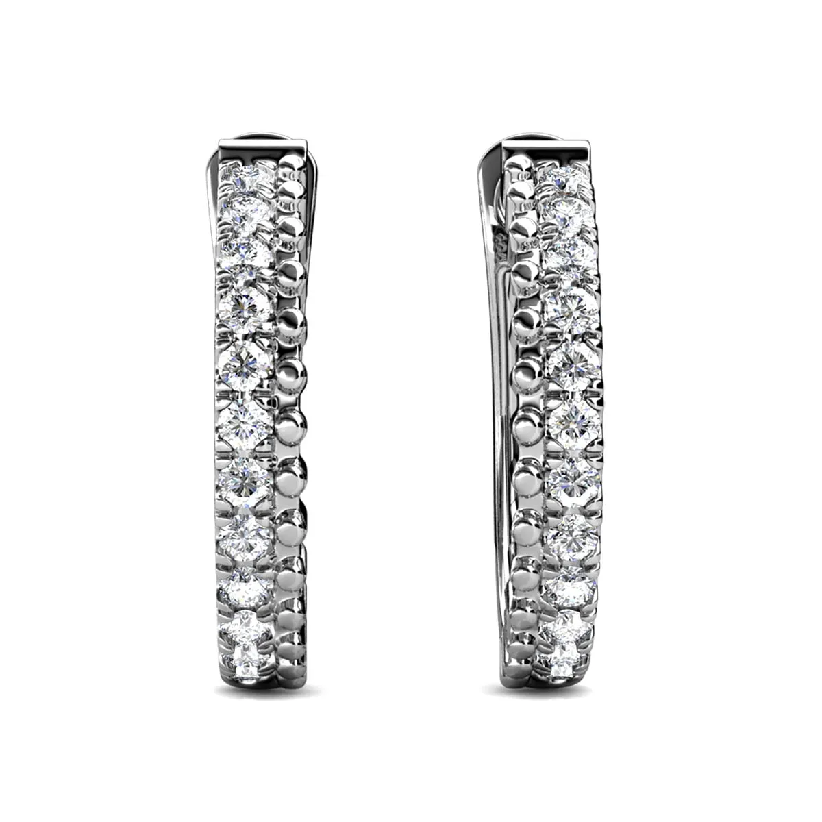 Luxus Swarovski Schmuck Teagan 18k Weißgold beschichtet 19mm Creolen mit Swarovski Kristallen
