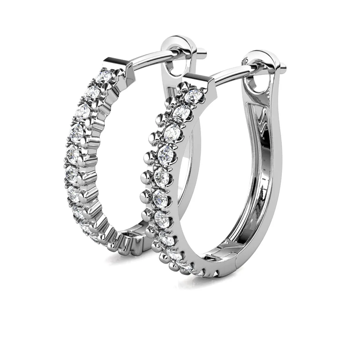 Luxus Swarovski Schmuck Teagan 18k Weißgold beschichtet 19mm Creolen mit Swarovski Kristallen