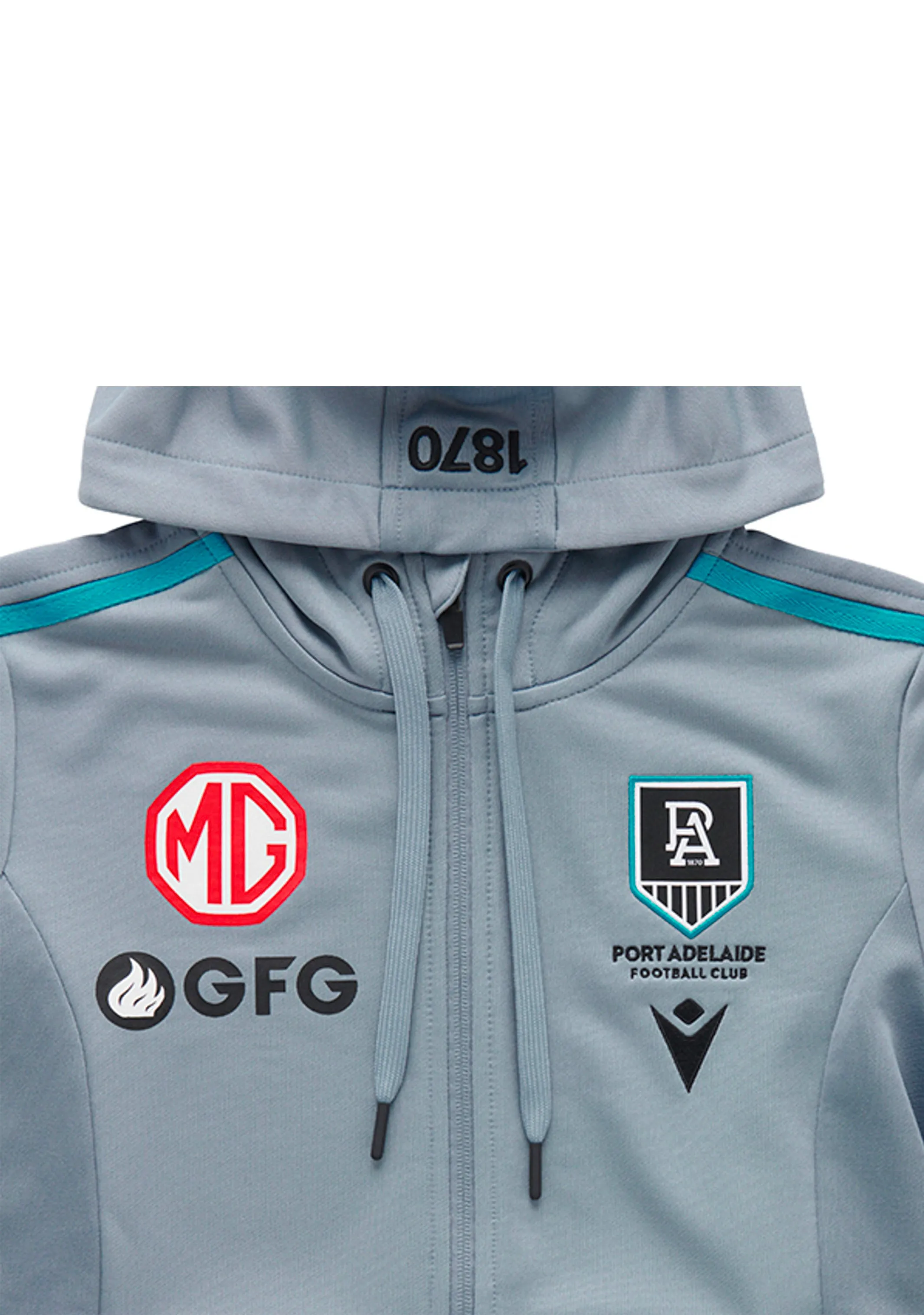 Macron Port Adelaide M21 Reise-Damen-Polydiag Kapuzenpullover <BR> 58542846