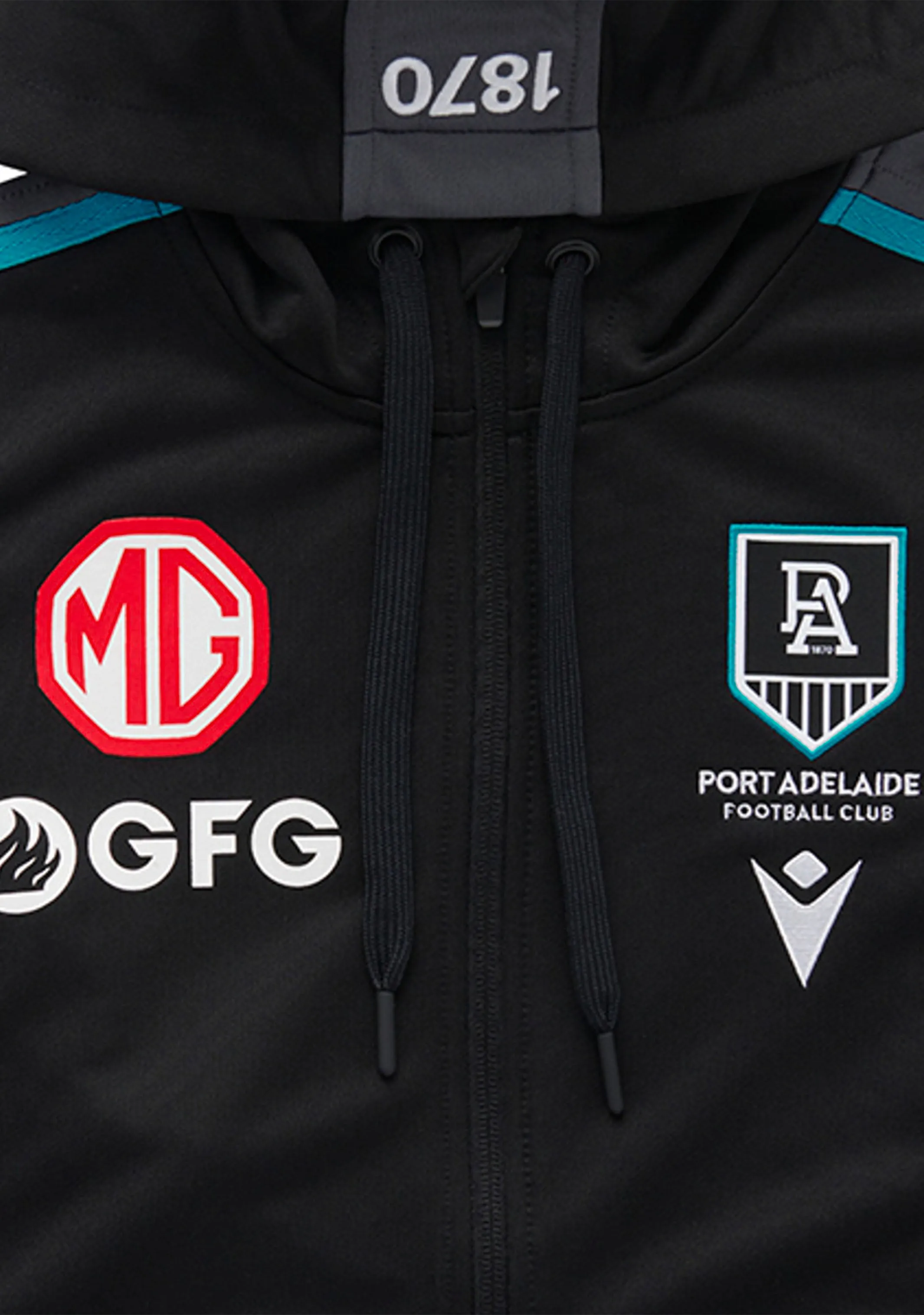 Macron Port Adelaide M21 Reise-Damen-Polydiag Kapuzenpullover <BR> 58542847