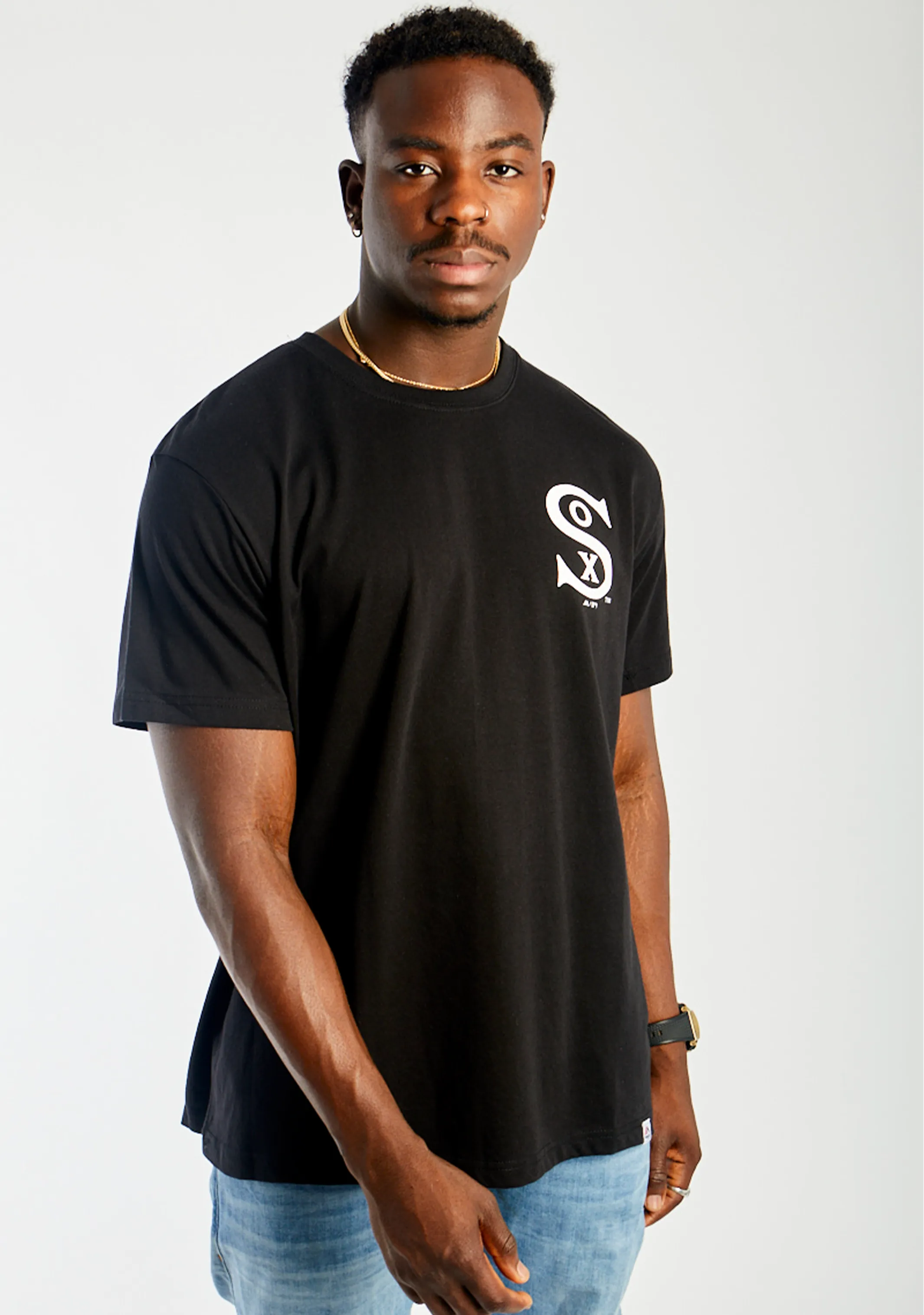 Majestätisches Herren Athletic Chicago White Sox Script T-Shirt <br> MJCW0331TK