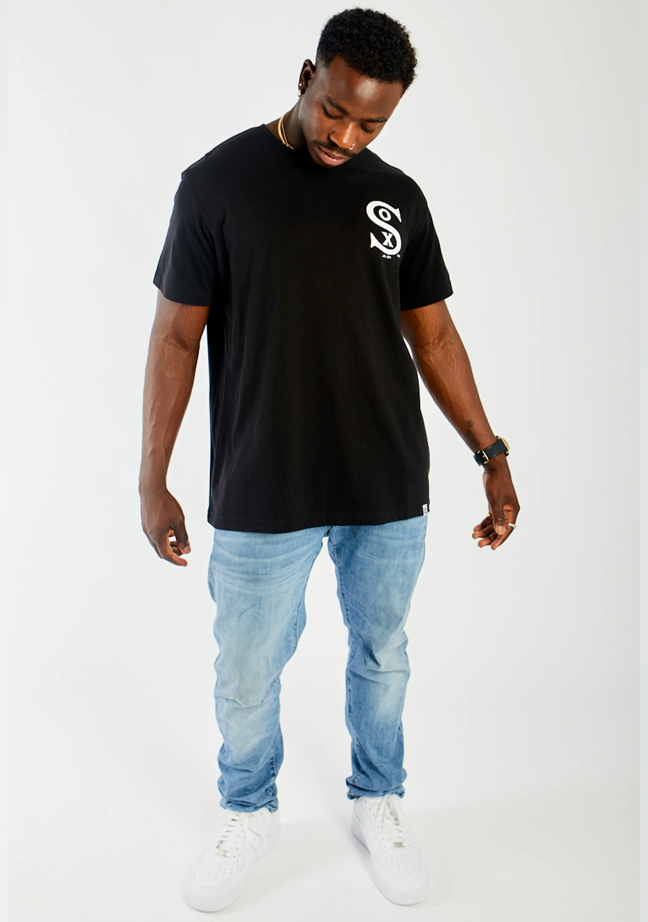 Majestätisches Herren Athletic Chicago White Sox Script T-Shirt <br> MJCW0331TK
