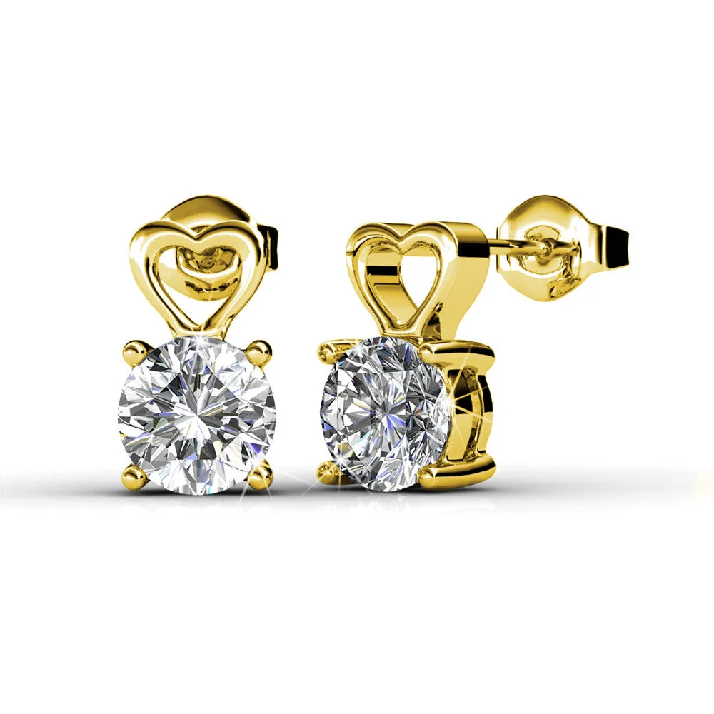 Marian 18k Weißgold Herz Ohrringe mit Rundschliff Swarovski Kristall — Endgültiger Verkauf
