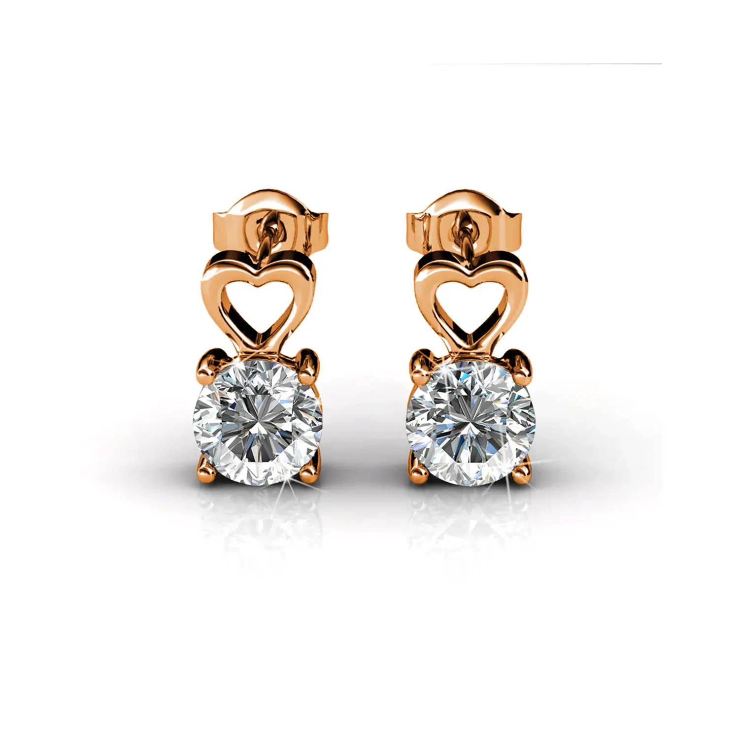 Marian 18k Weißgold Herz Ohrringe mit Rundschliff Swarovski Kristall — Endgültiger Verkauf