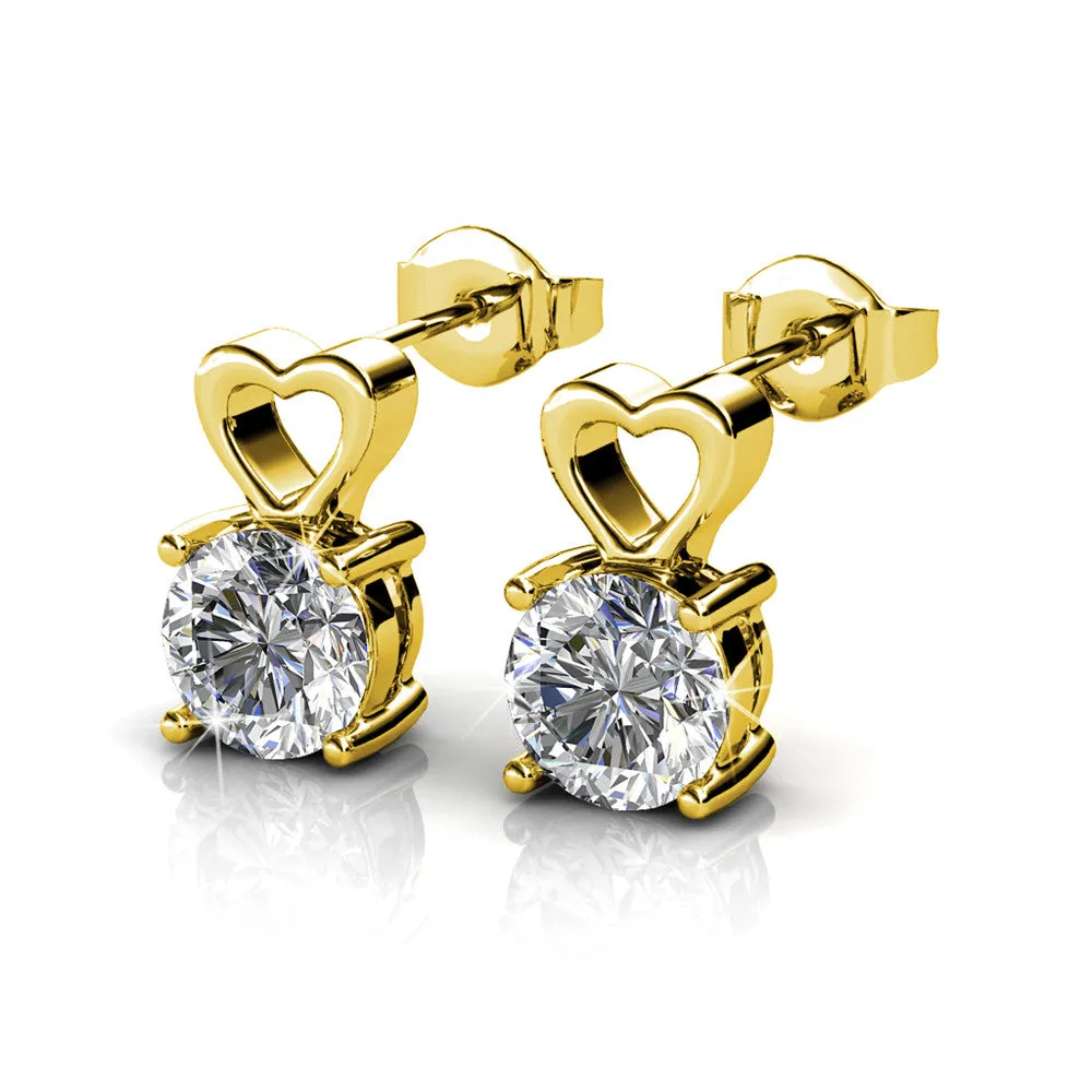 Marian 18k Weißgold Herz Ohrringe mit Rundschliff Swarovski Kristall — Endgültiger Verkauf