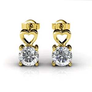 Marian 18k Weißgold Herz Ohrringe mit Rundschliff Swarovski Kristall — Endgültiger Verkauf