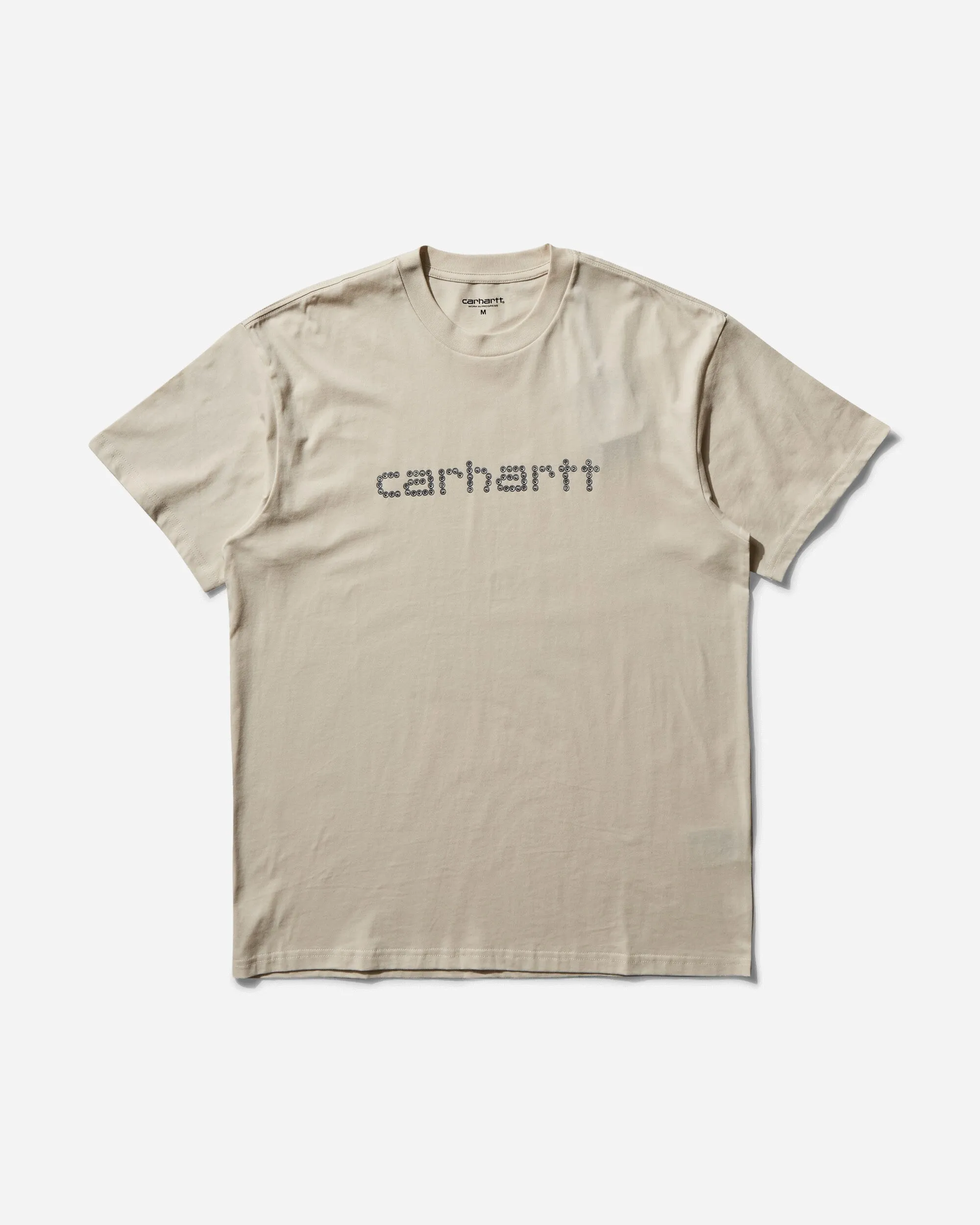 Herren T-Shirt mit Nieten-Schriftzug in Natur