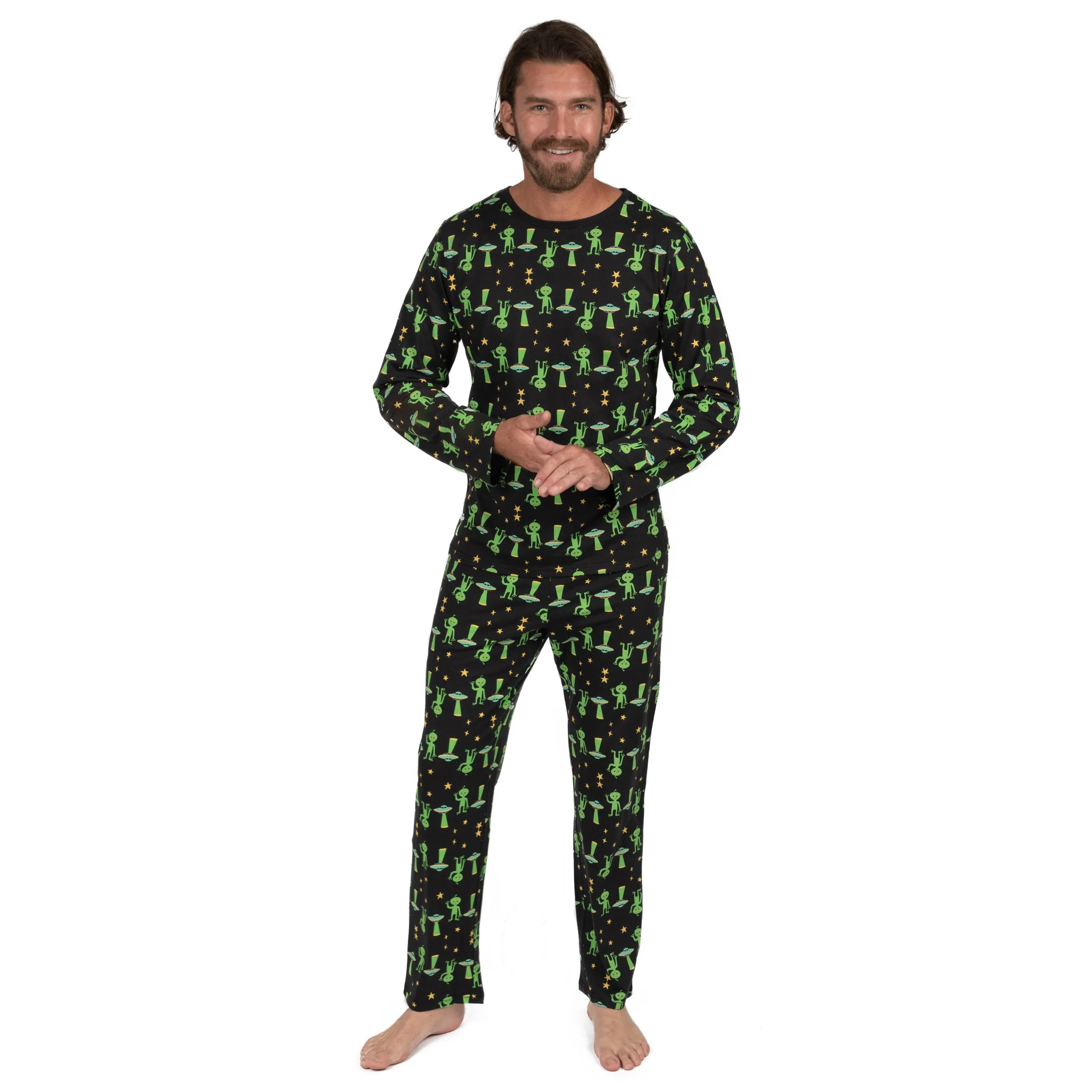 Herren Zwei-Teile Baumwoll Schlafanzug Loose Fit Alien