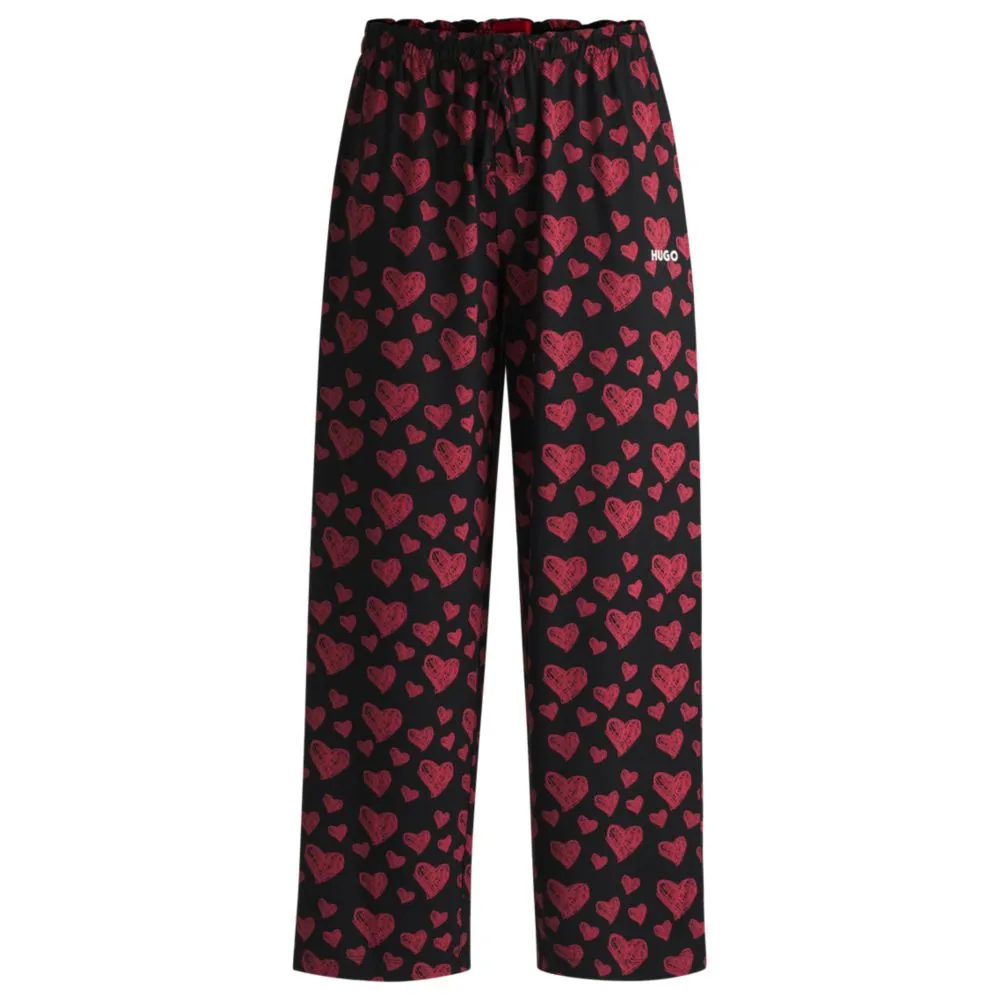 Modal-Mischgewebe-Jersey-Pyjama-Hose mit wiederholtem Herzprint