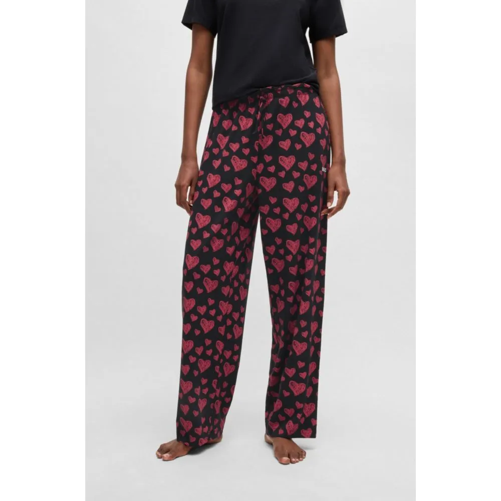 Modal-Mischgewebe-Jersey-Pyjama-Hose mit wiederholtem Herzprint