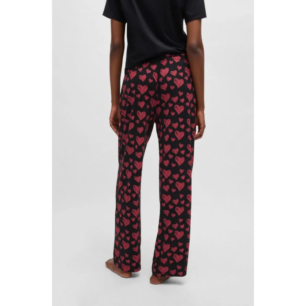 Modal-Mischgewebe-Jersey-Pyjama-Hose mit wiederholtem Herzprint
