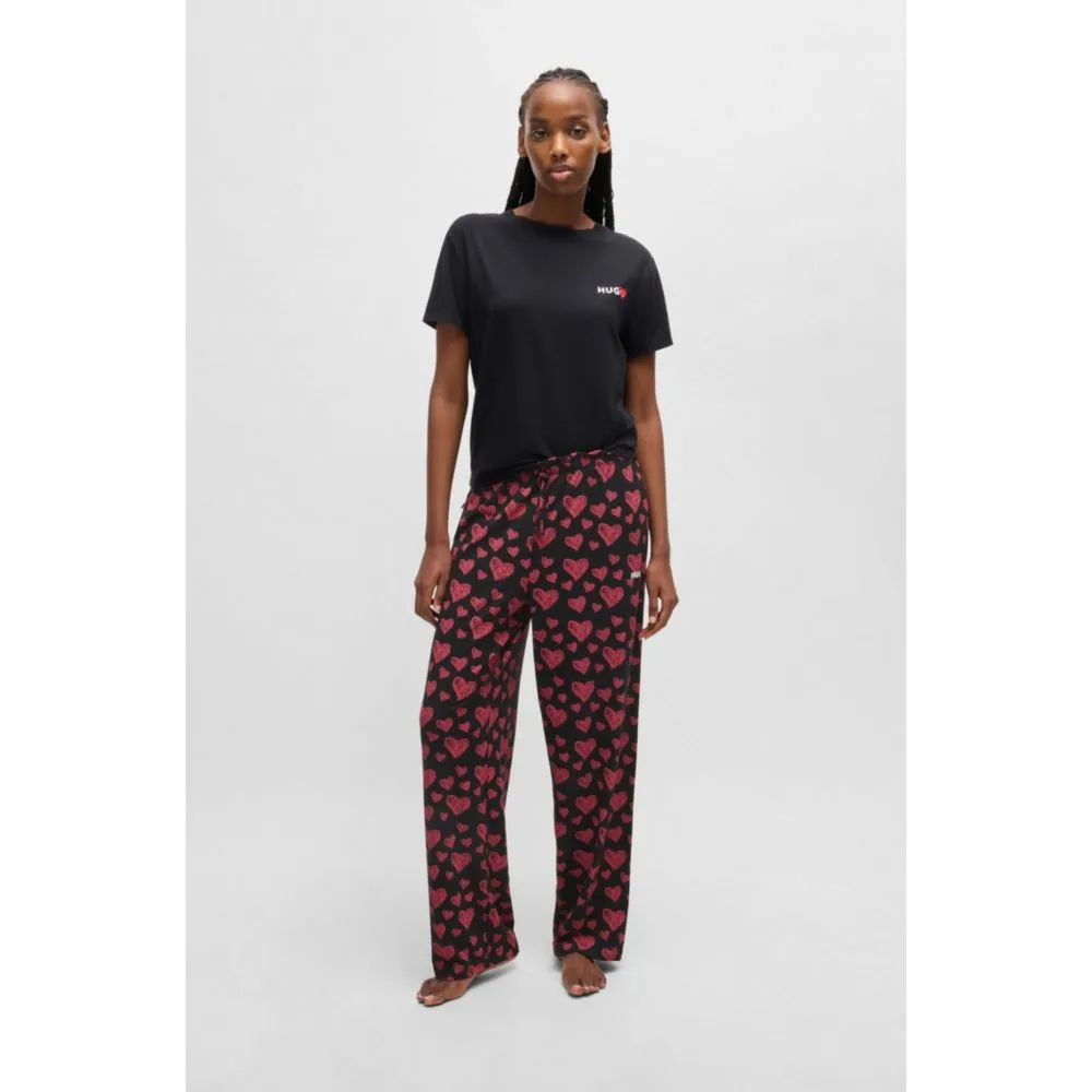 Modal-Mischgewebe-Jersey-Pyjama-Hose mit wiederholtem Herzprint