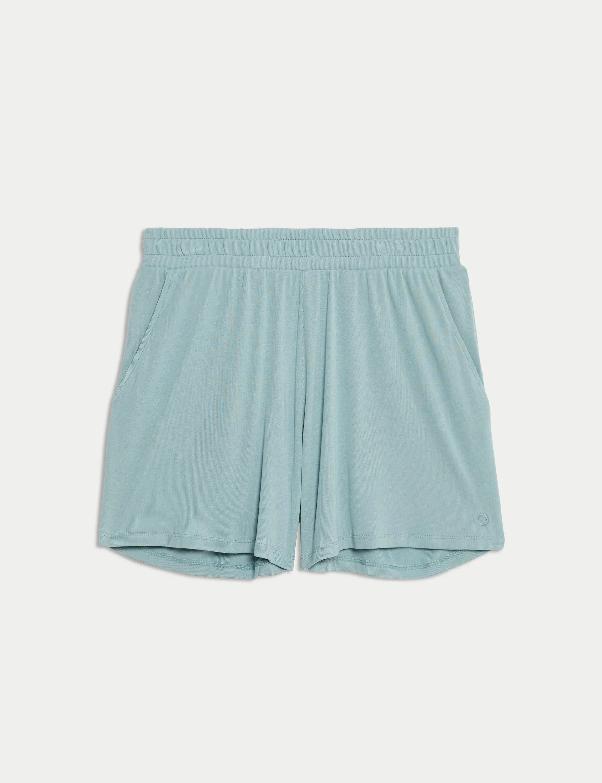 Modal Rich Rippenentspannte High-Waist Yoga-Shorts - Hellminze