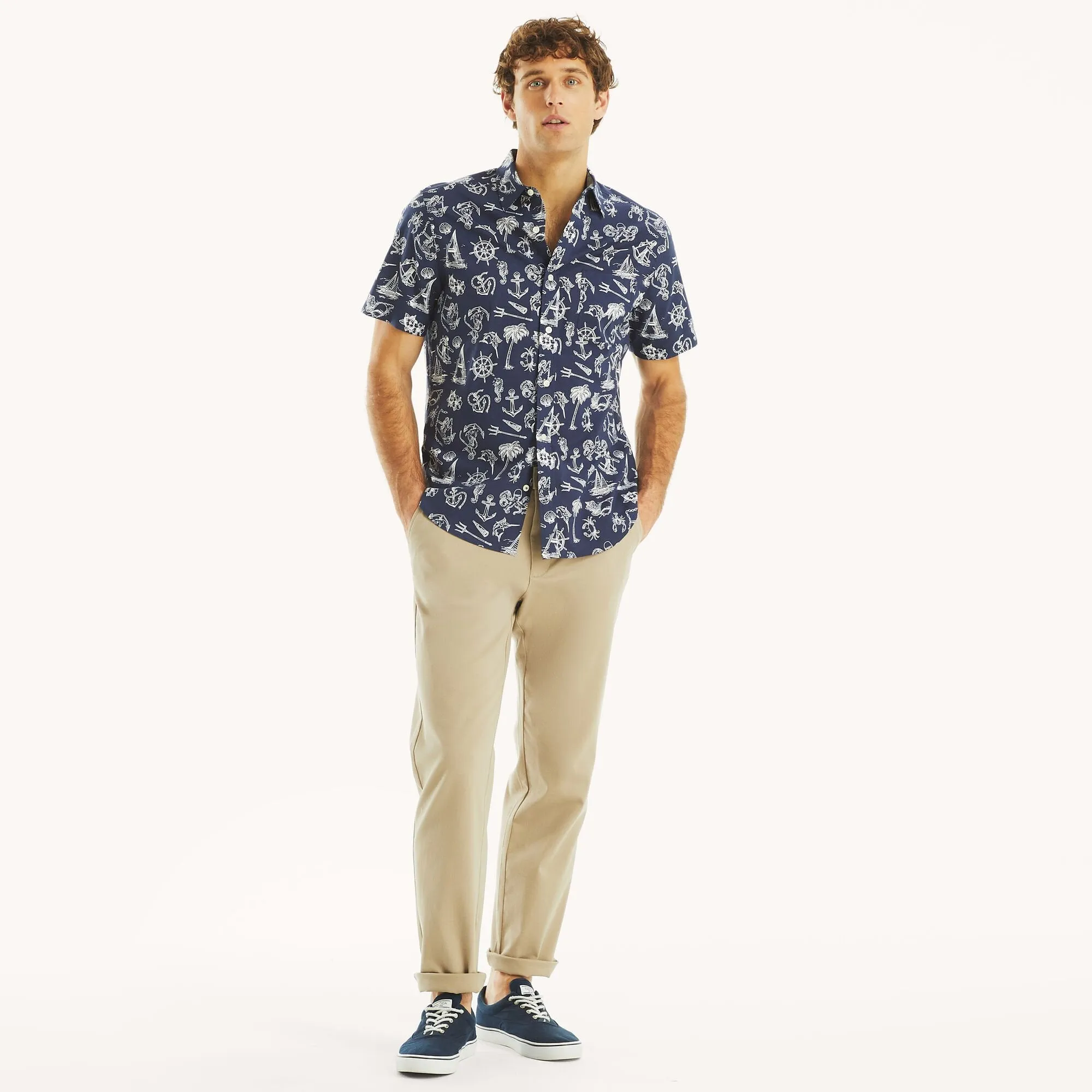 Nautica Herren Classic Fit Knitterfreie Deck Hose