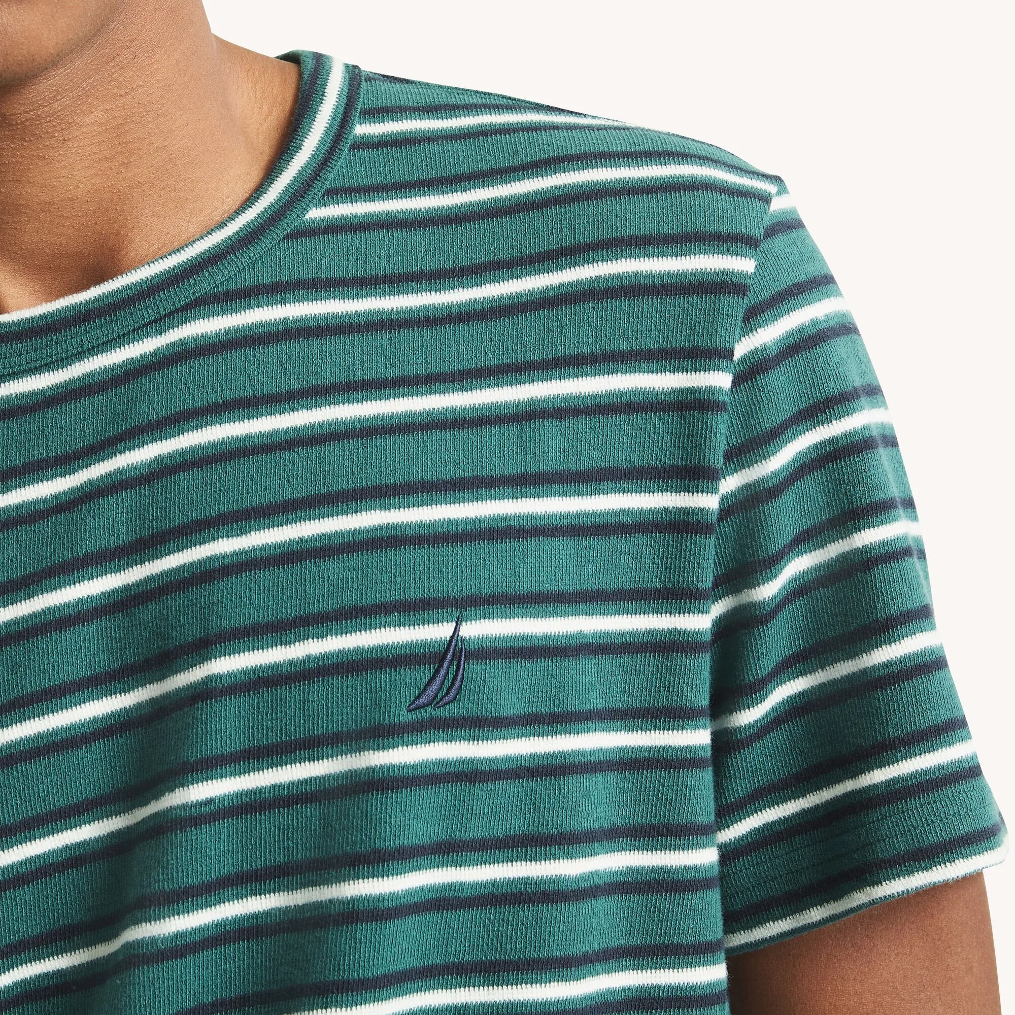 Nautica Herren gestreiftes Crewneck T-Shirt