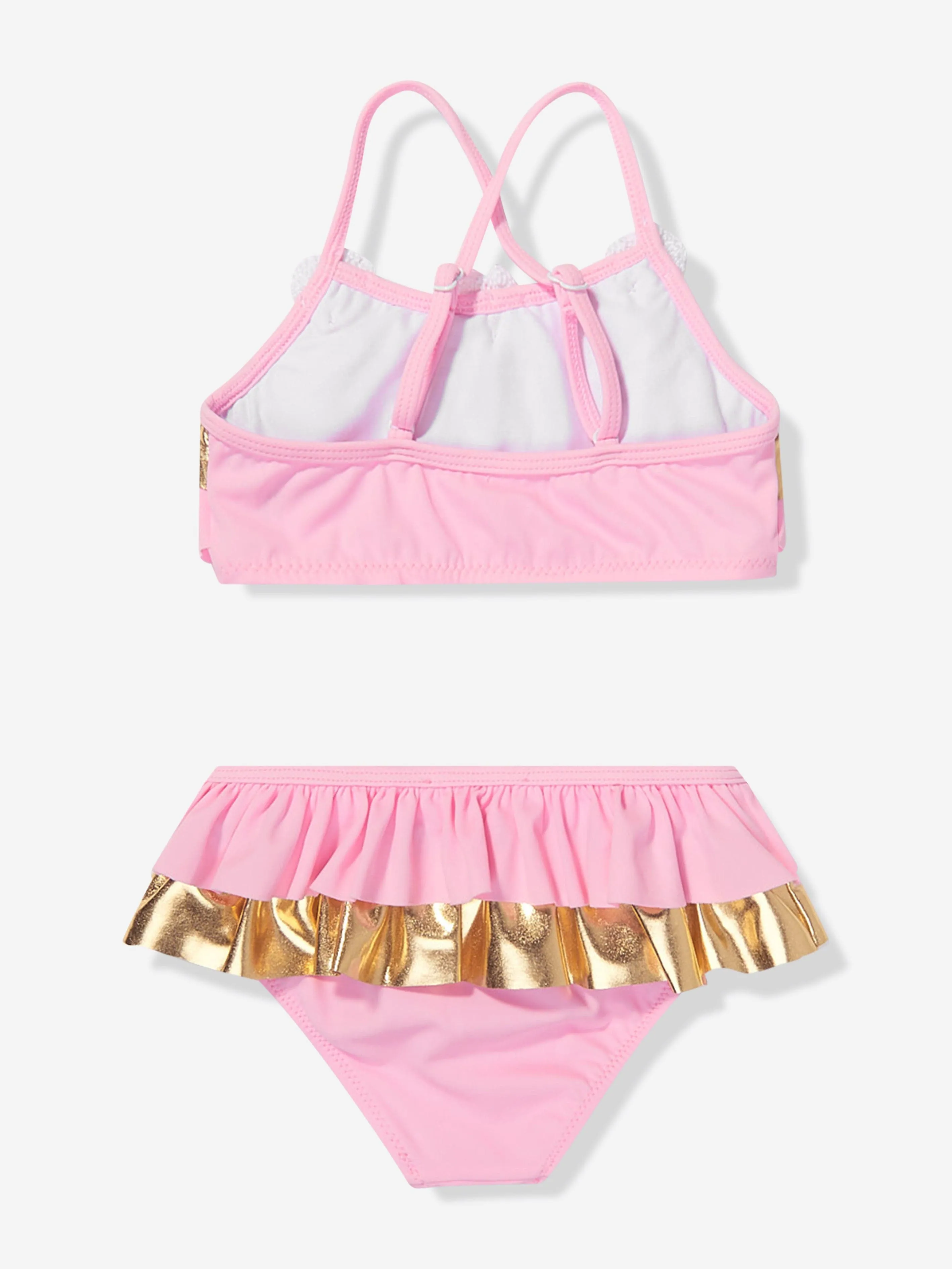 Nessi Byrd Mädchen Rüschen Häkelblumen Fluss Bikini in Rosa