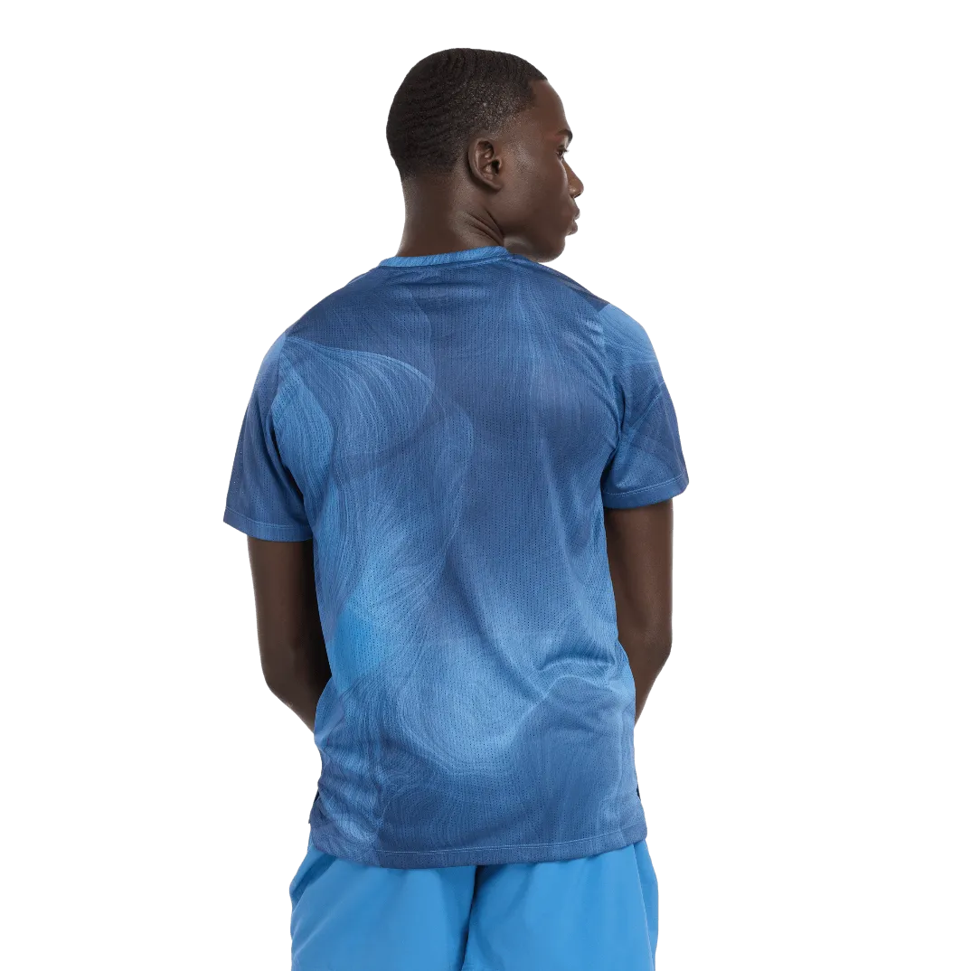 New Balance Herren Sportliches bedrucktes Kurzarm-T-Shirt in Blau Achat AW24