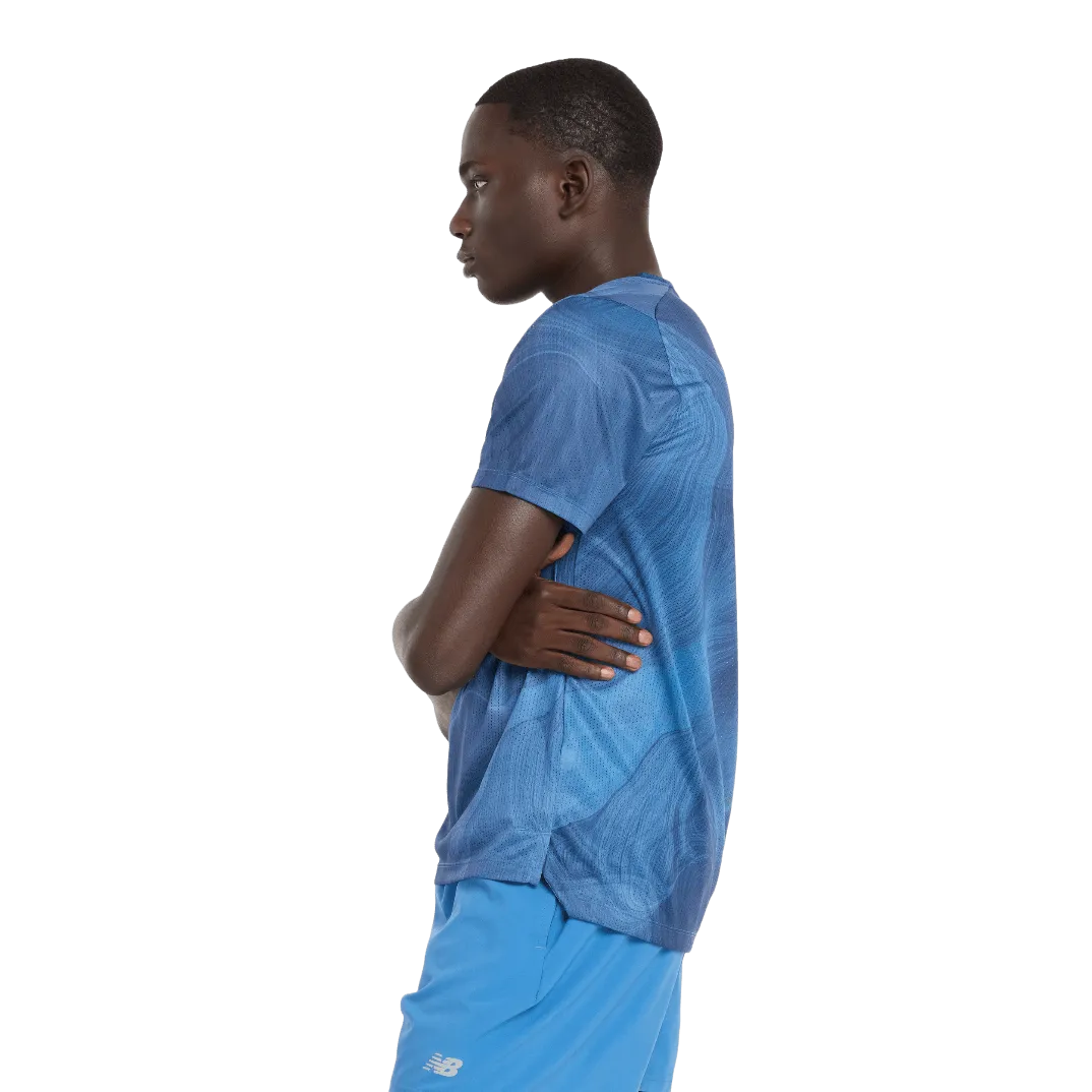 New Balance Herren Sportliches bedrucktes Kurzarm-T-Shirt in Blau Achat AW24