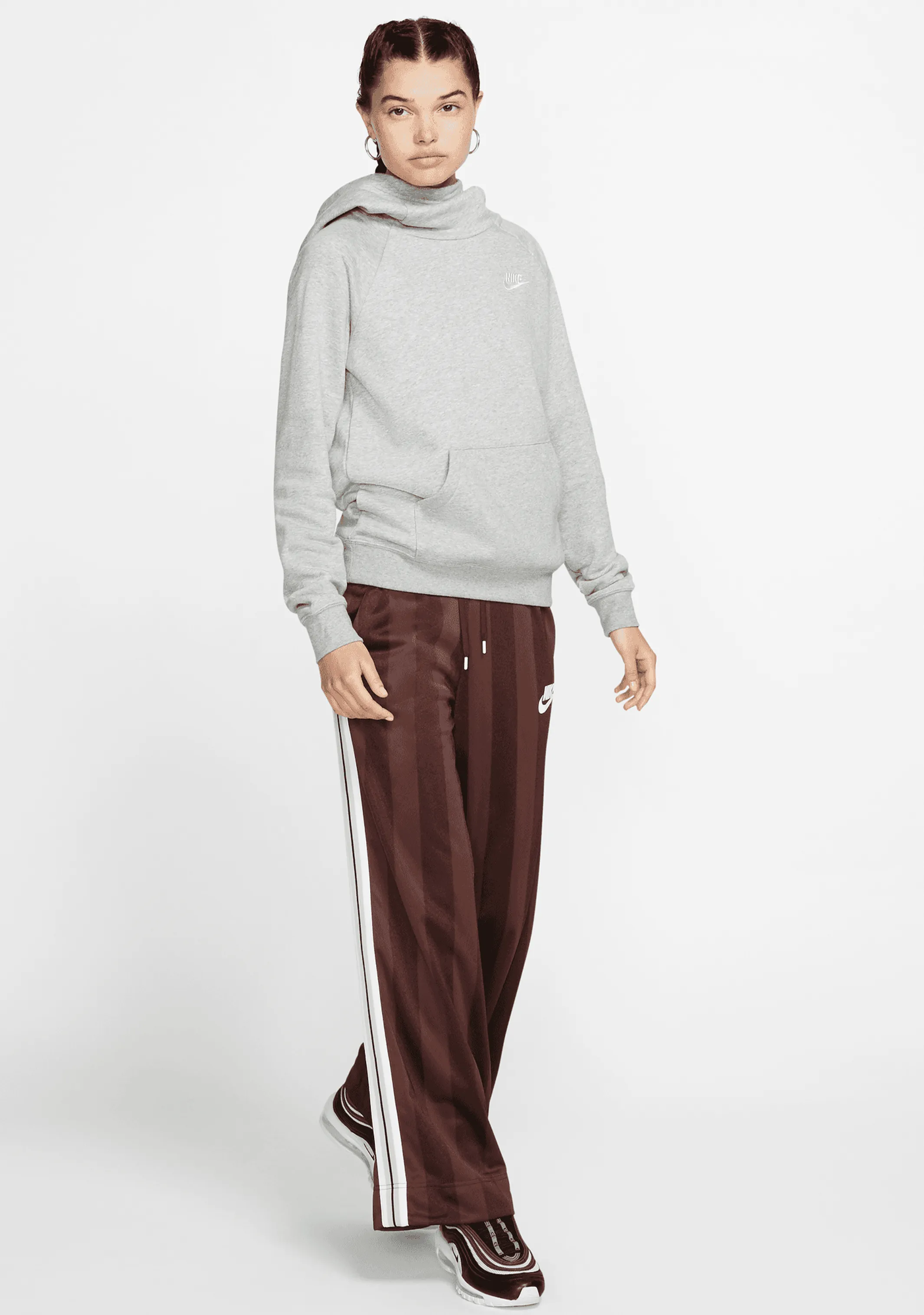 Nike Damen Fleece Kapuzenpullover mit Trichterkragen <BR> BV4116 063
