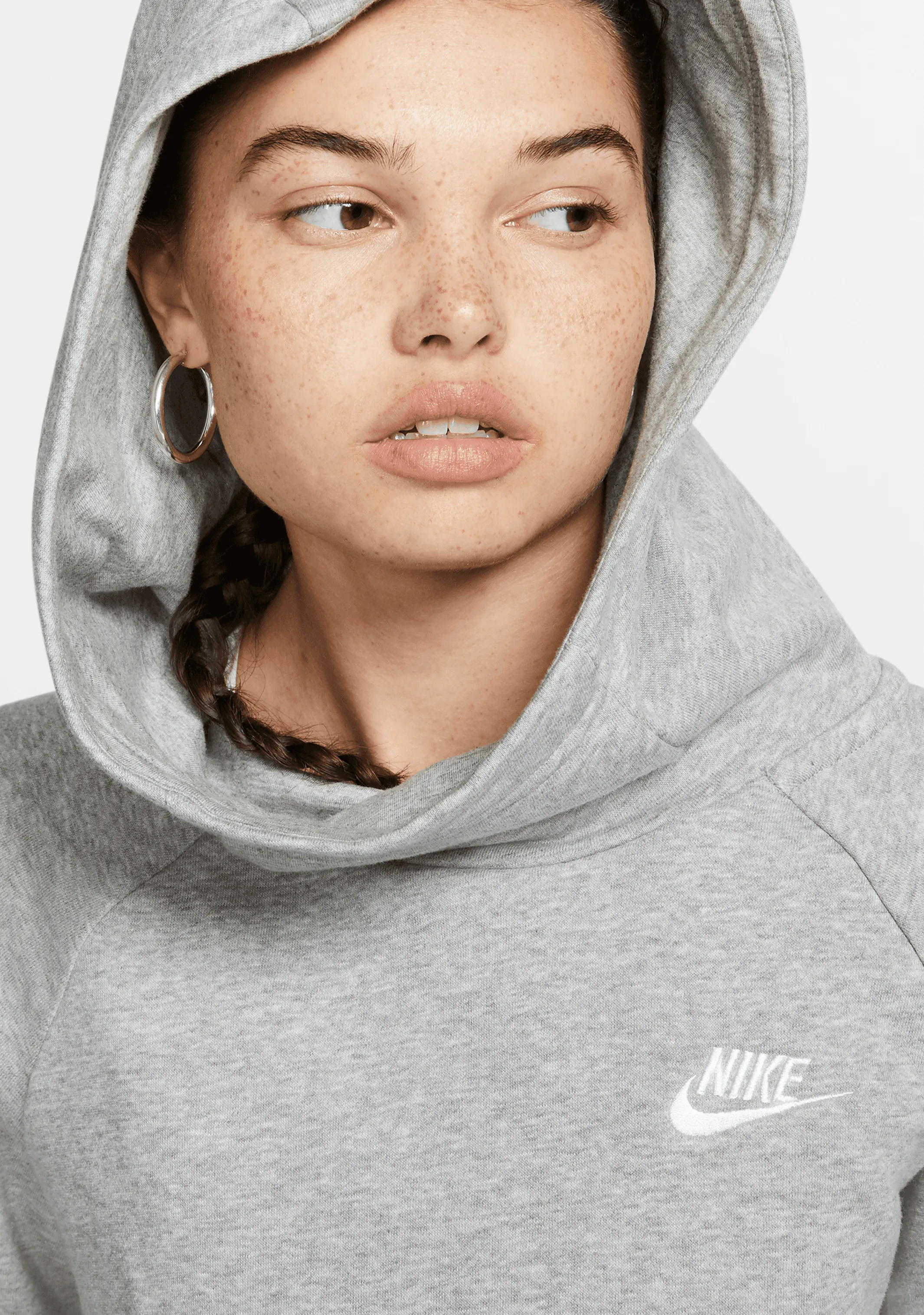 Nike Damen Fleece Kapuzenpullover mit Trichterkragen <BR> BV4116 063