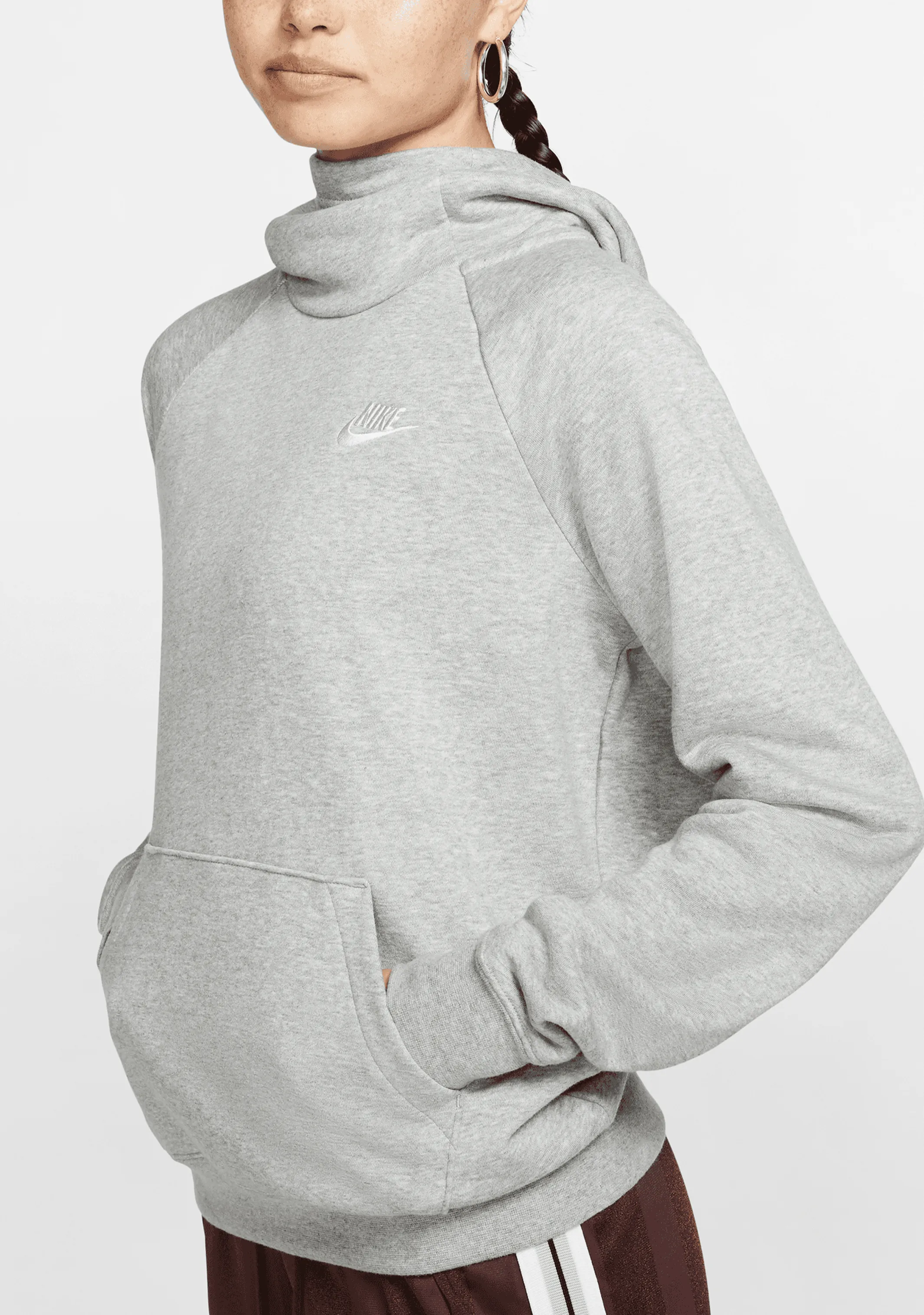 Nike Damen Fleece Kapuzenpullover mit Trichterkragen <BR> BV4116 063
