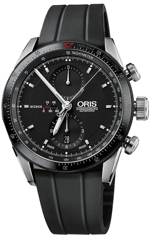Oris Artix GT Automatik Chronograph Edelstahl Schwarz Zifferblatt Schwarzes Gummiband Datum Herrenuhr 582 7658 4034-07 8 23 82 Oris Uhren